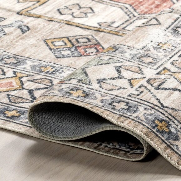 6'x9' Southwestern Orange/Gray Machine Washable Area Rug - Picture 4 of 7